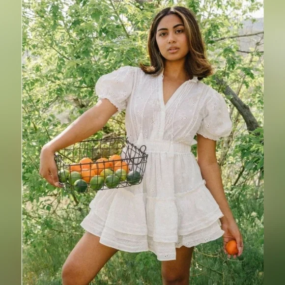 Mable White Eyelet Ruffle Mini Dress - Picture 4 of 16